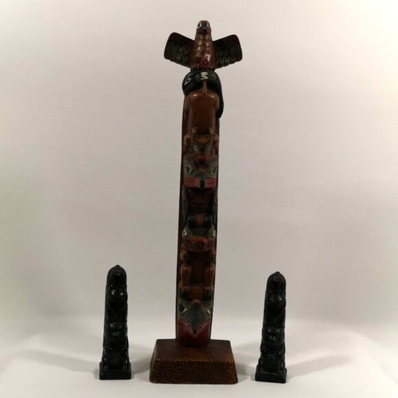 BOMA Canada Collection 3 Vintage Indigenous Totem Art, 13.75" & 4.25" Hand-paint - Picture 1 of 5